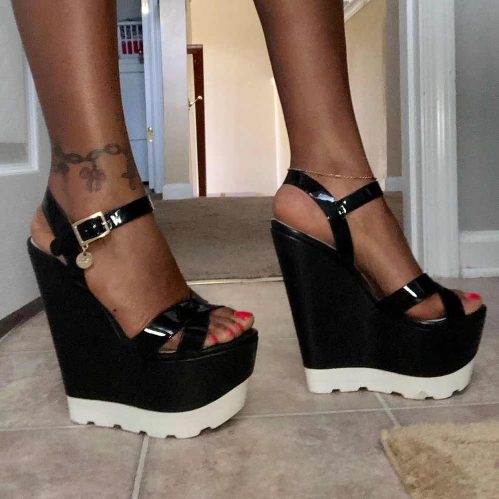 Black platform wedges